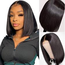 Short Bob Wig Human Hair 4x4 Lace Bob ...